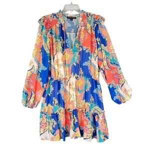 BOSTON PROPER Breezy Boho Paisley Patches Peasant Dress Size XL NEW